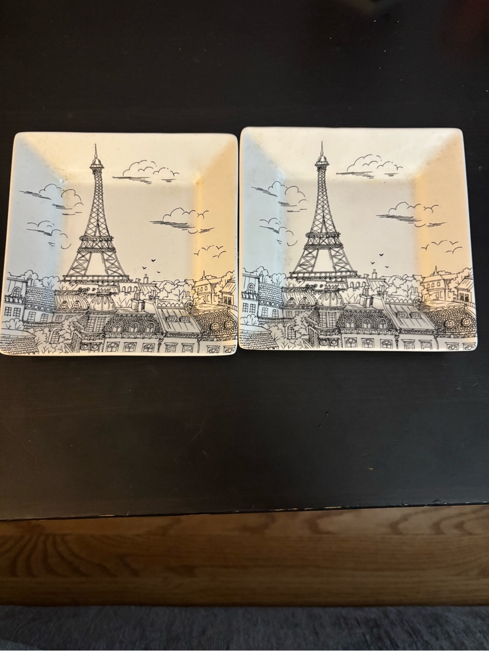 222 Fifth Eiffel Tower Decorative Ceramic Trinket Dishes - Set of 2